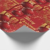 Elegantes Rot und Gold frohe Weihnachten Geschenkpapier (Ecke)