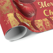 Elegantes Rot und Gold frohe Weihnachten Geschenkpapier (Rolleneckpunkt)