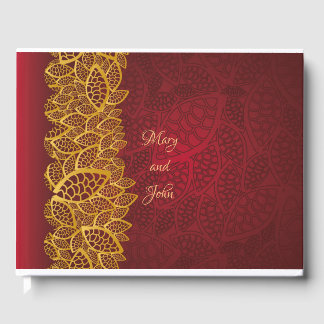 Elegantes Rot und Gold Gästebuch