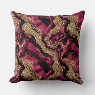 Elegantes Rot- und Gold-Glitter-Achat-Muster Kissen