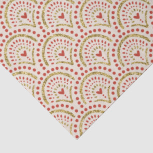 ELEGANTES ROT UND GOLD MIT HERZMUSTER SEIDENPAPIER