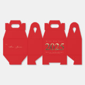 Elegantes Rot und Gold Script glücklich Neues Jahr Geschenkschachtel (Ungeklappt)
