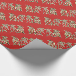 Elegantes Rot und Gold Sheep Happy New Year 2018 Geschenkpapier