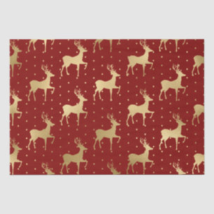 Elegantes Rot- und Goldfolien-Rentier-Weihnachten Seidenpapier