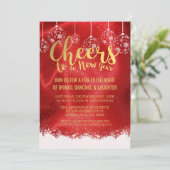 Elegantes Rot- und Goldjubiläum Silvester-Party Einladung (Stehend Vorderseite)