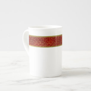 Elegantes Rot und Goldknochen-China-Tasse Porzellantasse