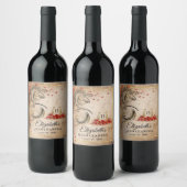 Elegantes Rot- und Goldpapier Weinetikett (Flaschen)