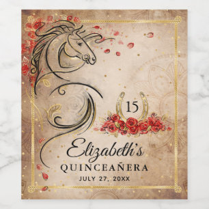 Elegantes Rot- und Goldpapier Weinetikett