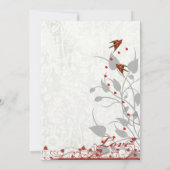 Elegantes Rot und Gray Hearts Lovebird Wedding Einladung (Rückseite)