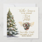 Elegantes Rot und Grün - die Jahreszeit Verheirate Save The Date (Vorderseite)