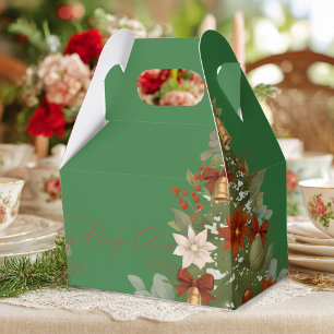 Elegantes Rot und Grün Florales Weihnachten Geschenkschachtel