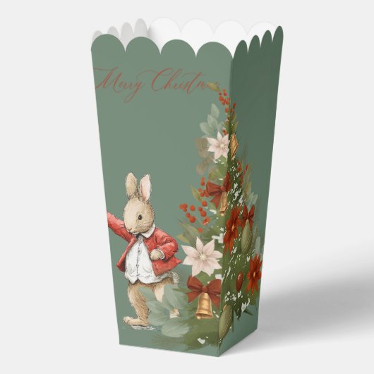 Elegantes Rot und Grün Florales Weihnachten Geschenkschachtel (Vorderseite)