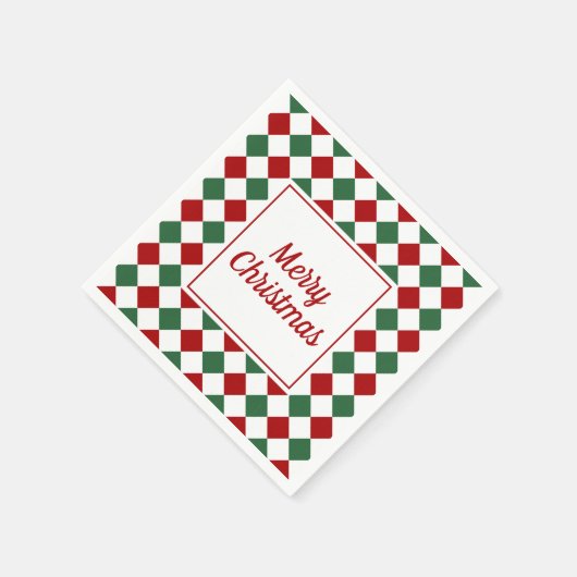 Elegantes Rot und Grün frohe Weihnachten Serviette (Ecke)