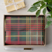 Elegantes Rot und Grün Karierter 'Joy' Script Holi Seidenpapier (Geschenk)