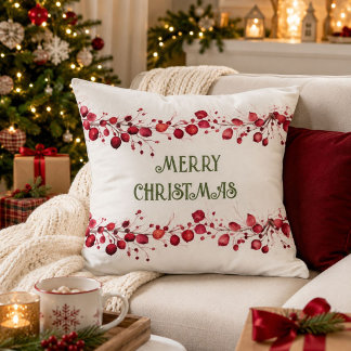 Elegantes Rot und Grün Moderne Weihnachten Kissen