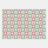 Elegantes Rot- und Grünpaw-Muster Geschenkpapier Set (Vorderseite 2)