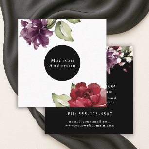 Elegantes Rot und Pflaumengeflecht Quadratische Visitenkarte