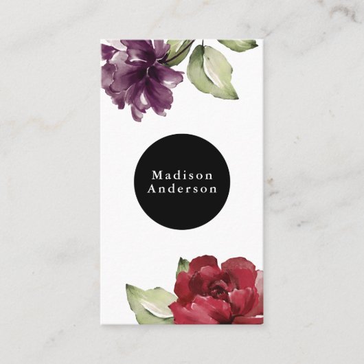 Elegantes Rot und Pflaumengeflecht Visitenkarte (Vorderseite)