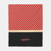 Elegantes Rot und Schwarz, Goldene Herznamen Monog Fleecedecke (Vorderseite)