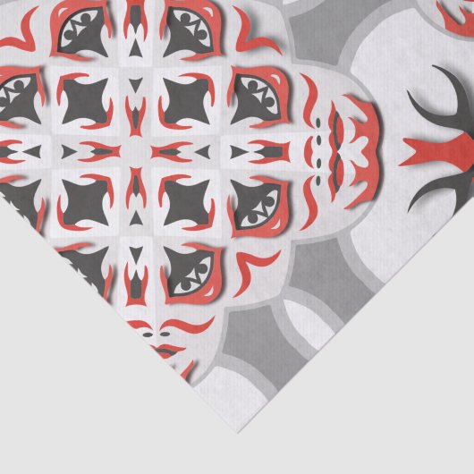 Elegantes Rot und Schwarz Symmetrisch Gemustert Seidenpapier (Ausschnitt)