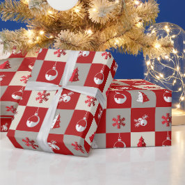 Elegantes Rot und Weiß Frohe Weihnachten  Geschenkpapier