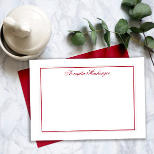Elegantes Rot und Weiß Personalisiert Mitteilungskarte