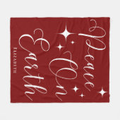 Elegantes Rot und Weiß Personalisiert Weihnachten Fleecedecke (Vorderseite (Horizontal))