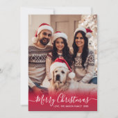 Elegantes Rot und Weiß Script 2 Foto Weihnachten (Vorderseite)