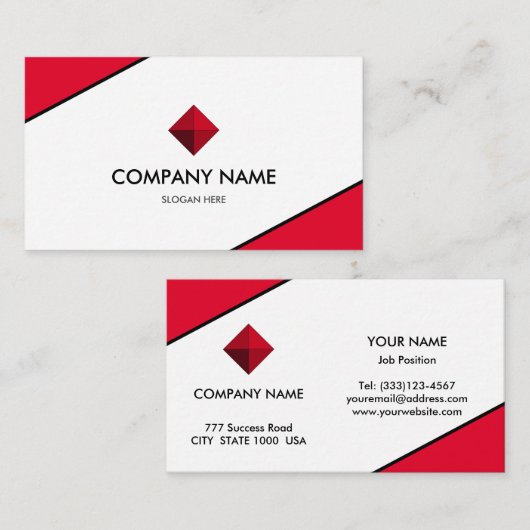 Elegantes Rot und Weiß Visitenkarte (Vorne/Hinten)