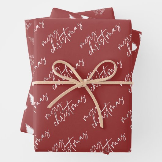 Elegantes Rot und Weiß Weihnachten Geschenkpapier Set (Beispiel)