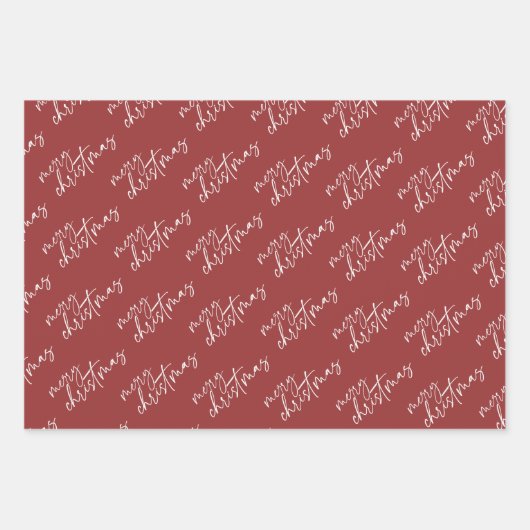 Elegantes Rot und Weiß Weihnachten Geschenkpapier Set (Vorderseite)