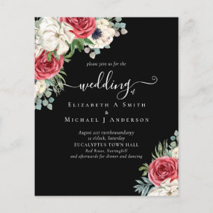 Elegantes Rot-Weiß-Blaues Florales Hochzeitsbudget Flyer