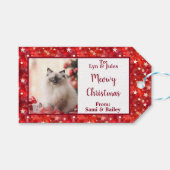 Elegantes Rot-Weiß-Foto Geschenkanhänger (Vorderseite (Horizontal))