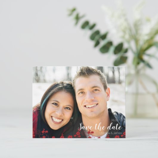 Elegantes Rot-Weiß-Kirschblossom Oriental Save The Date (Stehend Vorderseite)