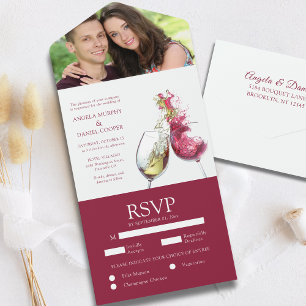 Elegantes Rot-Weiß-Tanz-Foto Hochzeit All In One Einladung