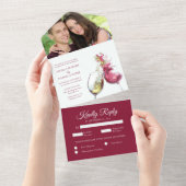 Elegantes Rot-Weiß-Tanz-Foto Hochzeit All In One Einladung (Abreißen)