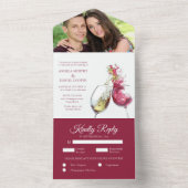 Elegantes Rot-Weiß-Tanz-Foto Hochzeit All In One Einladung (Innen Boden)