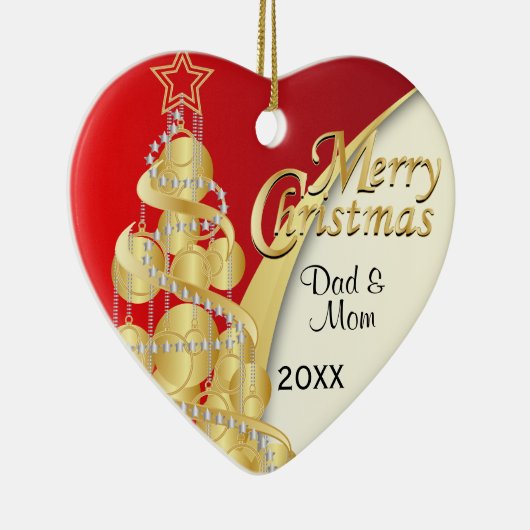 Elegantes Rot, Weiß und Gold Weihnachten | FOTO Keramik Ornament (Rechts)