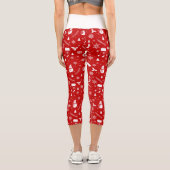 Elegantes Rot-Weiß-Weihnachtsmuster Capri Leggings (Rückseite)