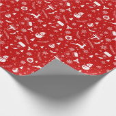Elegantes Rot-Weiß-Weihnachtsmuster Geschenkpapier (Ecke)