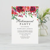 Elegantes Rote Rose Blume Altersvorsorge Party lad Einladung (Stehend Vorderseite)
