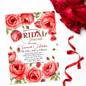 Elegantes Rote Rose Blumengrenzbild Brautparty Einladung