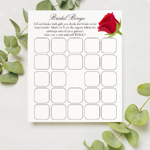 Elegantes Rote Rose Brautparty Bingo Game