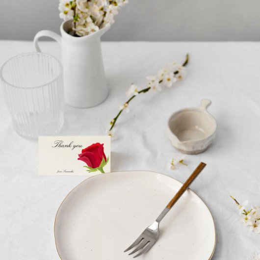 Elegantes Rote Rose Brautparty Dankeskarte