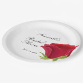 Elegantes Rote Rose Brautparty Pappteller (Schrägansicht)