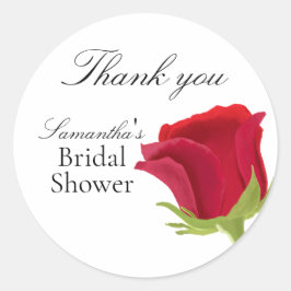 Elegantes Rote Rose Brautparty Runder Aufkleber