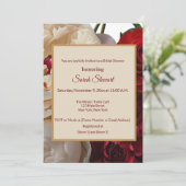 Elegantes Rote Rose & Cream Peony Brautparty Einladung (Stehend Vorderseite)