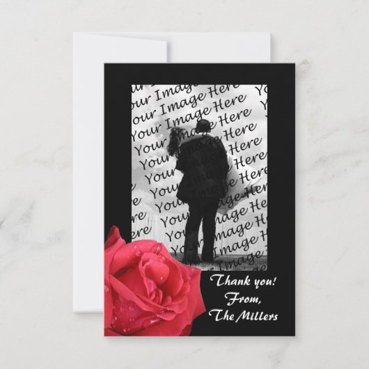Elegantes Rote Rose Foto Dankeschön Hinweise Einladung (Vorderseite)