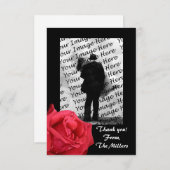 Elegantes Rote Rose Foto Dankeschön Hinweise Einladung (Vorne/Hinten)