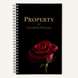 Elegantes Rote Rose-Notebook, Romantisches Blumenb Notizblock